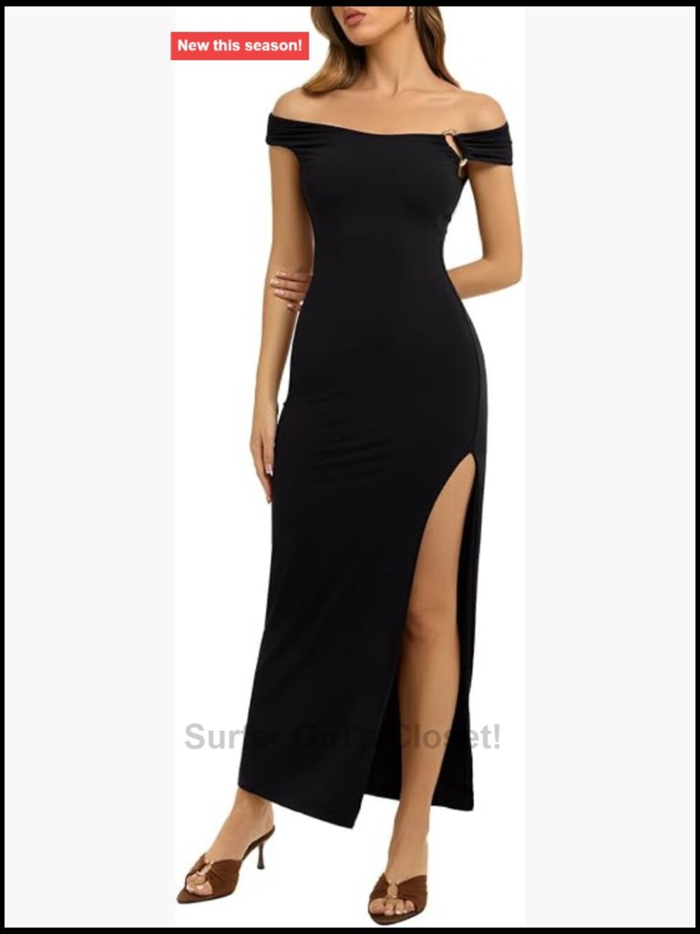 Off Shoulder Maxi Dress Bodycon Sleeveless High Slit Evening Party Long Dress